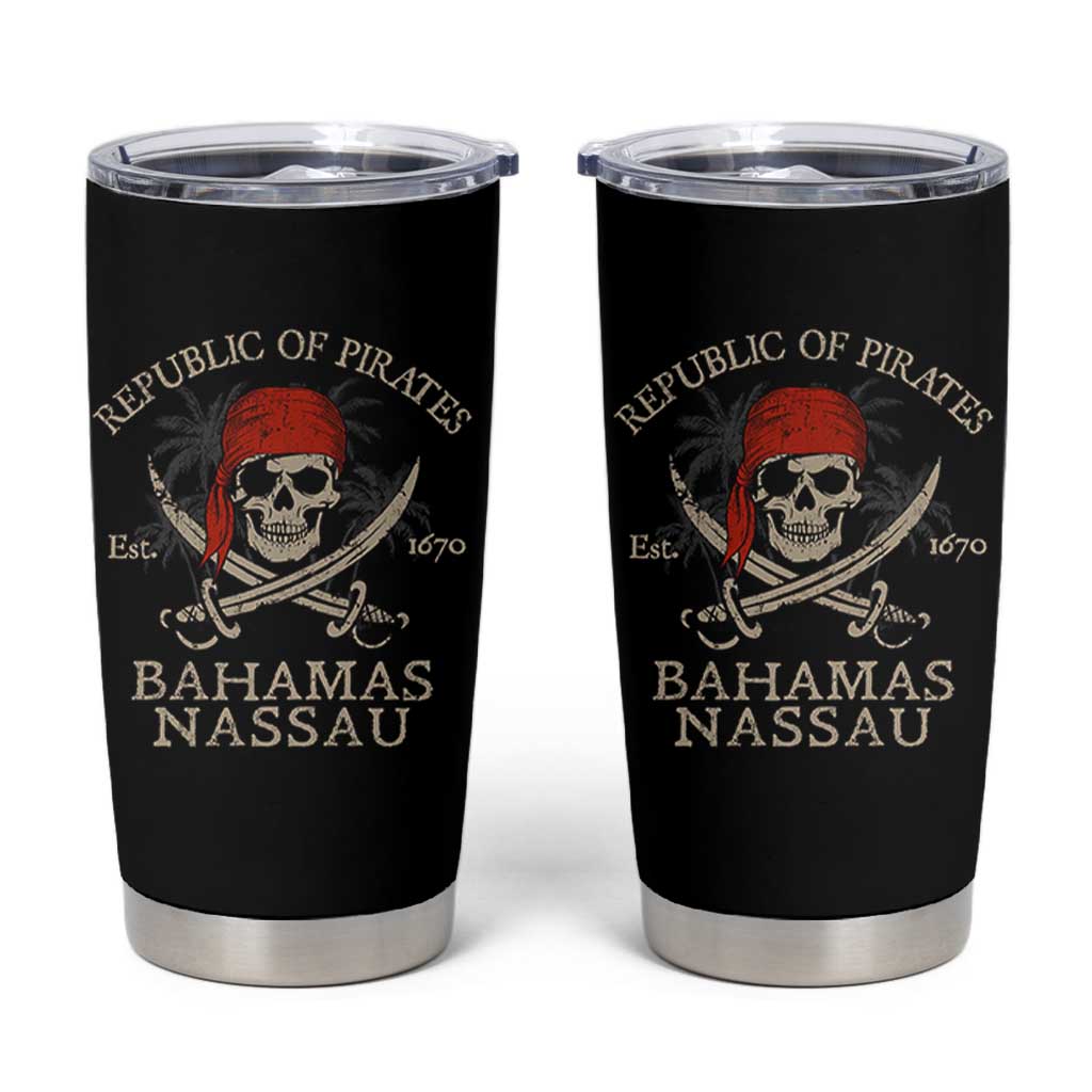 Republic Of Pirates Nassau Bahamas Tumbler Cup Vintage Caribbean Summer Vacation - Wonder Print Shop