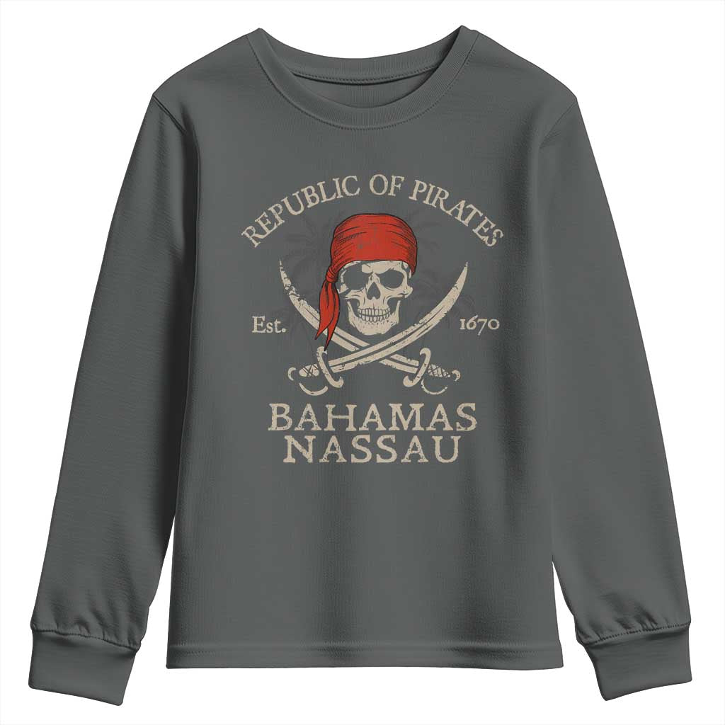 Republic Of Pirates Nassau Bahamas Youth Sweatshirt Vintage Caribbean Summer Vacation - Wonder Print Shop