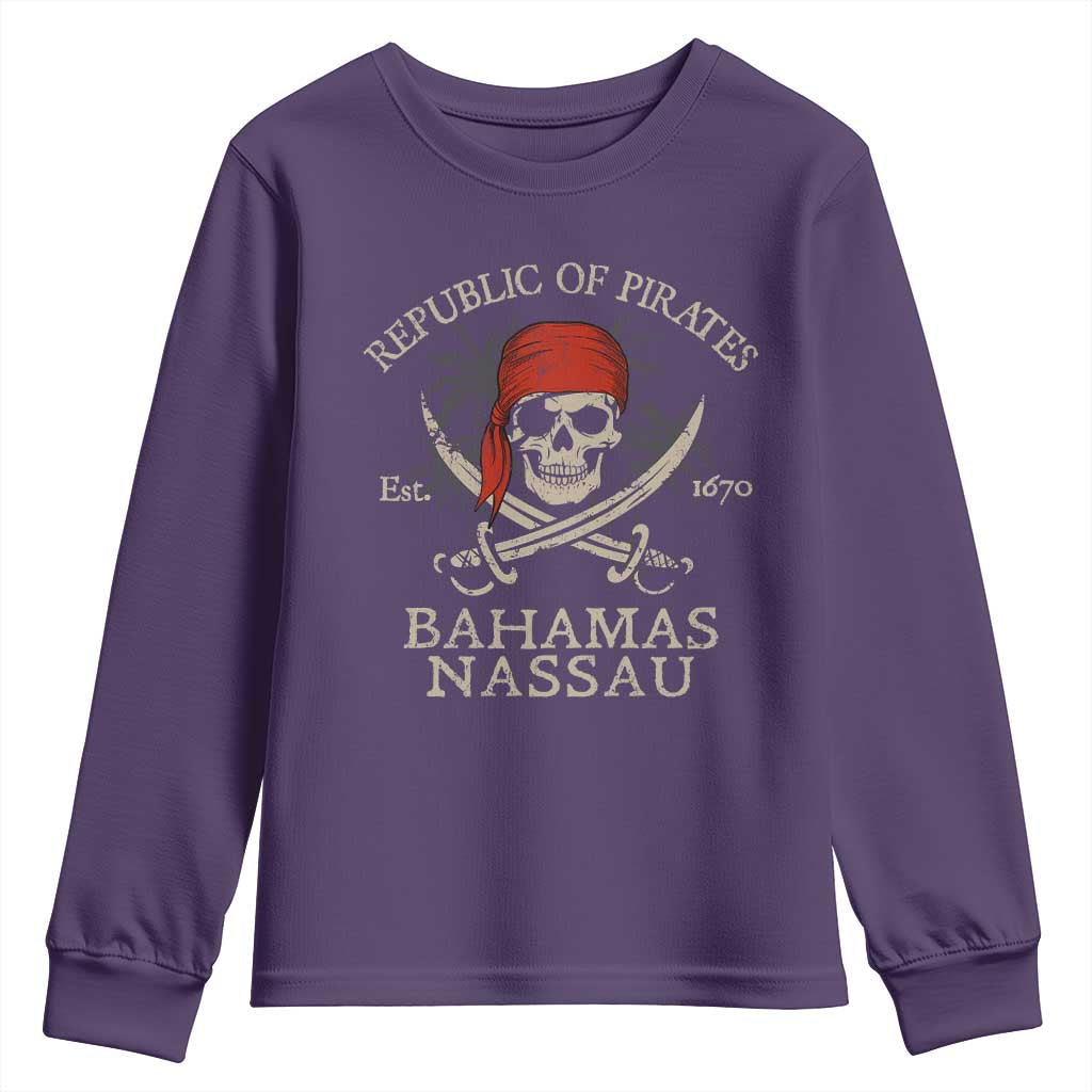 Republic Of Pirates Nassau Bahamas Youth Sweatshirt Vintage Caribbean Summer Vacation - Wonder Print Shop