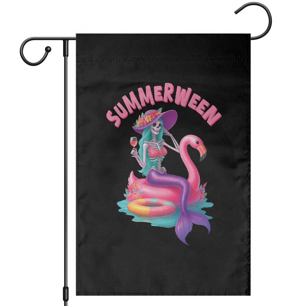 Summerween Mermaid Skeleton Garden Flag Beach Flamingo Halloween Girl - Wonder Print Shop