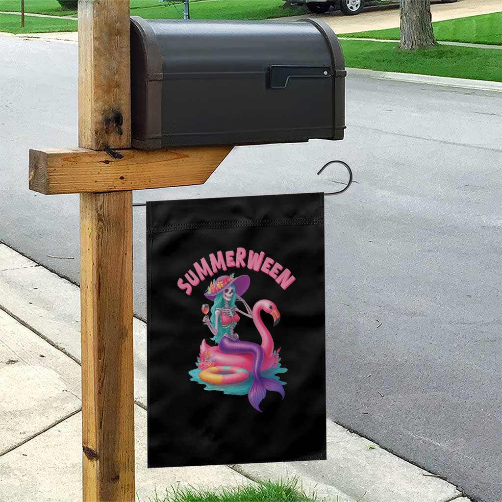 Summerween Mermaid Skeleton Garden Flag Beach Flamingo Halloween Girl - Wonder Print Shop