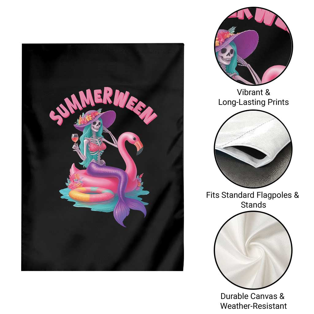Summerween Mermaid Skeleton Garden Flag Beach Flamingo Halloween Girl - Wonder Print Shop