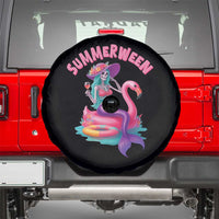 Summerween Mermaid Skeleton Spare Tire Cover Beach Flamingo Halloween Girl - Wonder Print Shop