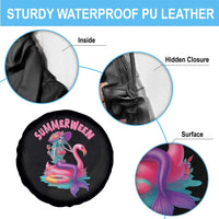 Summerween Mermaid Skeleton Spare Tire Cover Beach Flamingo Halloween Girl - Wonder Print Shop