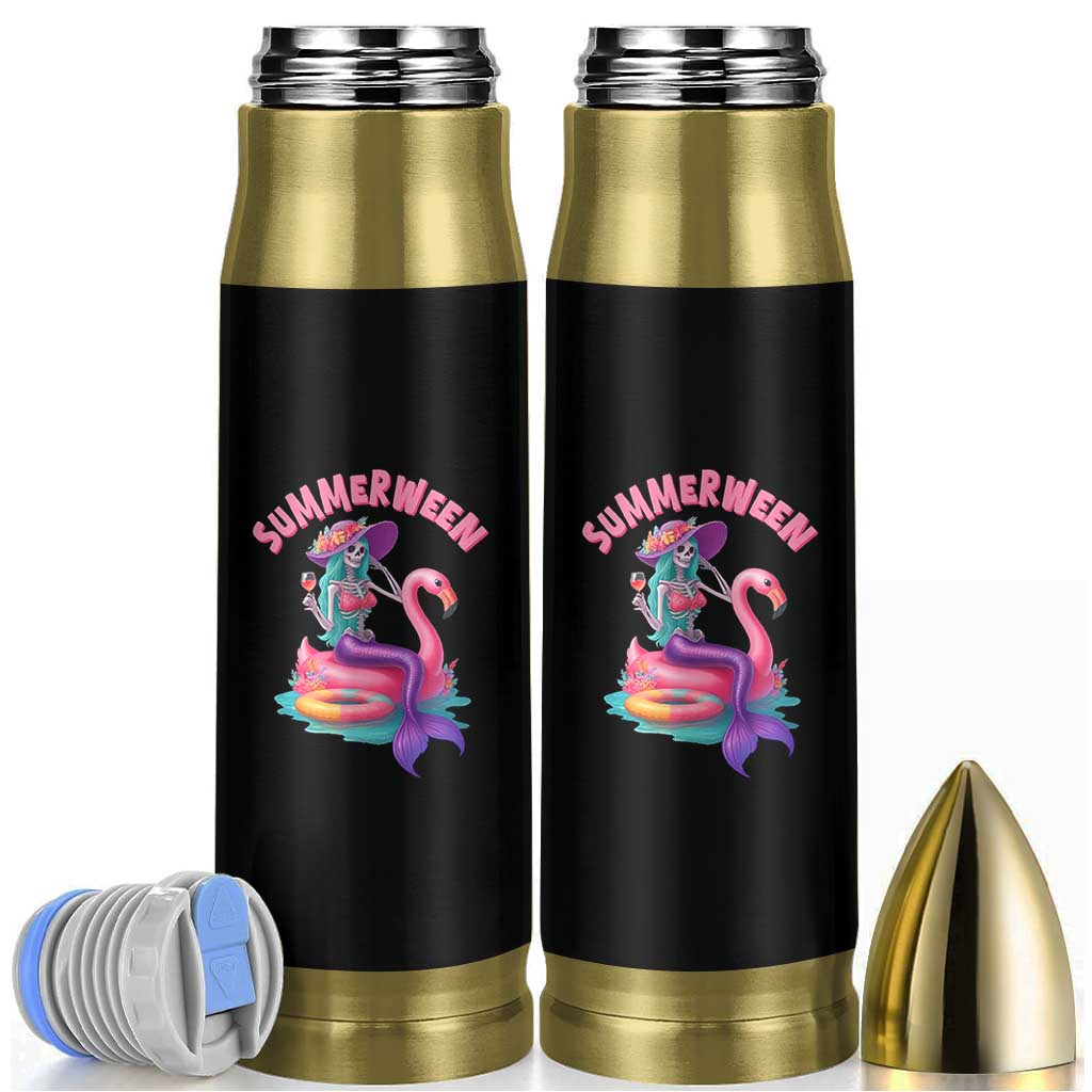 Summerween Mermaid Skeleton Bullet Tumbler Beach Flamingo Halloween Girl - Wonder Print Shop