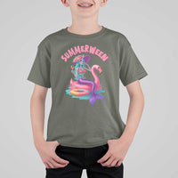 Summerween Mermaid Skeleton T Shirt For Kid Beach Flamingo Halloween Girl - Wonder Print Shop
