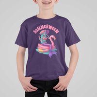 Summerween Mermaid Skeleton T Shirt For Kid Beach Flamingo Halloween Girl - Wonder Print Shop