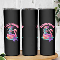 Summerween Mermaid Skeleton Skinny Tumbler Beach Flamingo Halloween Girl - Wonder Print Shop