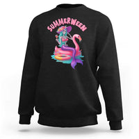 Summerween Mermaid Skeleton Sweatshirt Beach Flamingo Halloween Girl - Wonder Print Shop