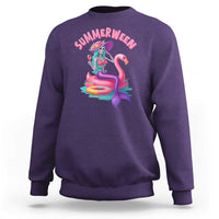 Summerween Mermaid Skeleton Sweatshirt Beach Flamingo Halloween Girl - Wonder Print Shop