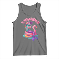 Summerween Mermaid Skeleton Tank Top Beach Flamingo Halloween Girl - Wonder Print Shop