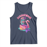 Summerween Mermaid Skeleton Tank Top Beach Flamingo Halloween Girl - Wonder Print Shop