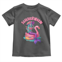 Summerween Mermaid Skeleton Toddler T Shirt Beach Flamingo Halloween Girl - Wonder Print Shop