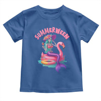 Summerween Mermaid Skeleton Toddler T Shirt Beach Flamingo Halloween Girl - Wonder Print Shop