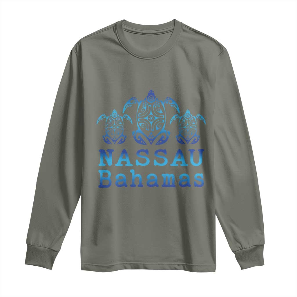 Nassau Souvenir Long Sleeve Shirt Sea Turtle Bahamas Beach Vacation - Wonder Print Shop