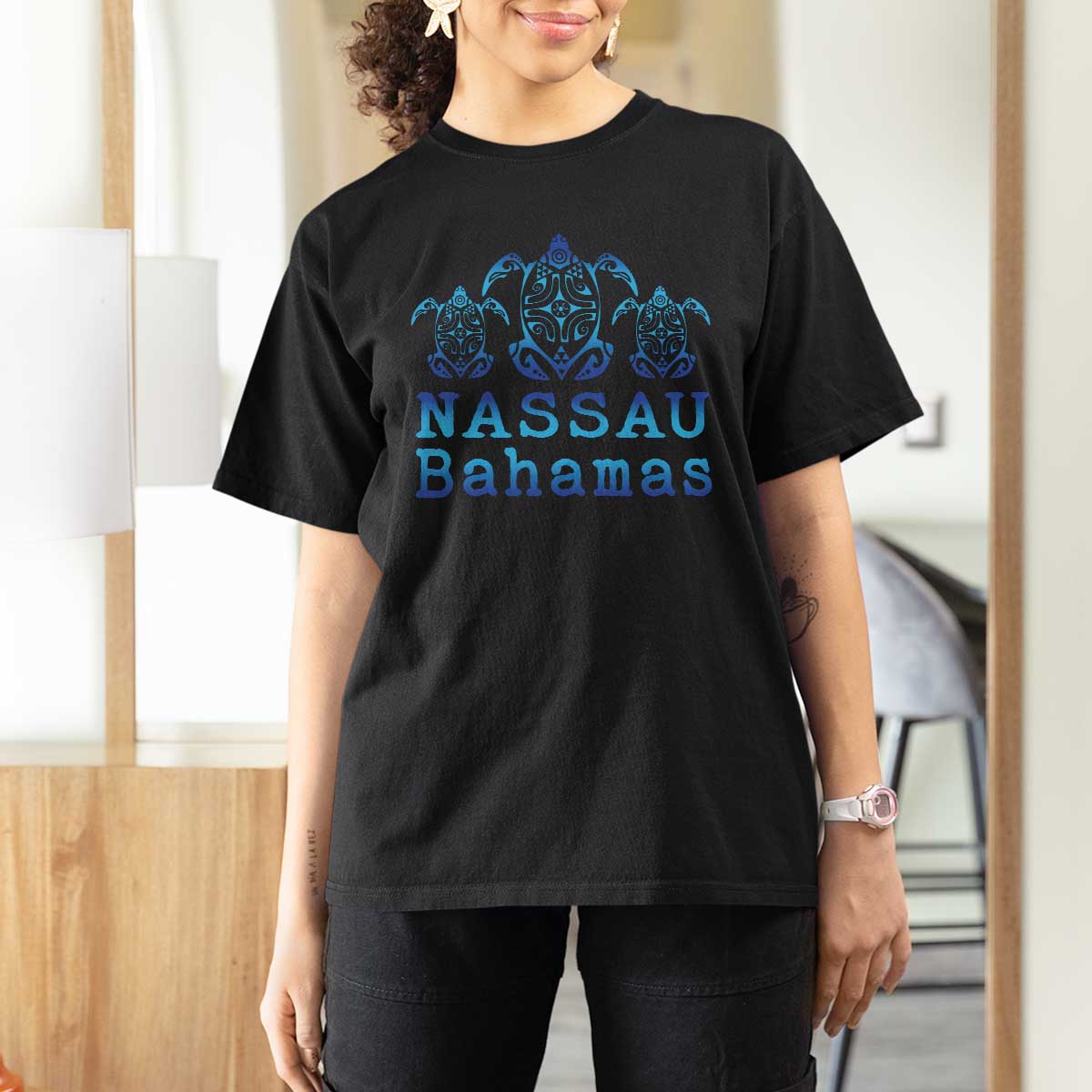 Nassau Souvenir T Shirt For Women Sea Turtle Bahamas Beach Vacation - Wonder Print Shop