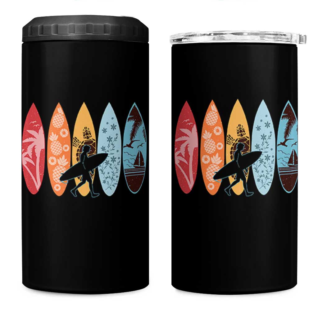 Surfboarder 4 in 1 Can Cooler Tumbler Hawaii Wave Surfing Surfboard Lover Beach Surfer - Wonder Print Shop