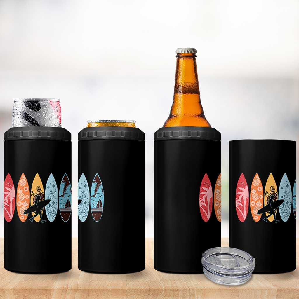 Surfboarder 4 in 1 Can Cooler Tumbler Hawaii Wave Surfing Surfboard Lover Beach Surfer - Wonder Print Shop