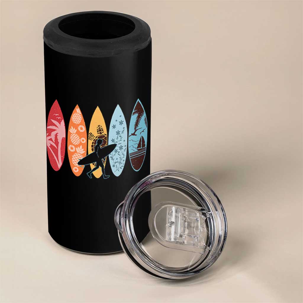 Surfboarder 4 in 1 Can Cooler Tumbler Hawaii Wave Surfing Surfboard Lover Beach Surfer - Wonder Print Shop