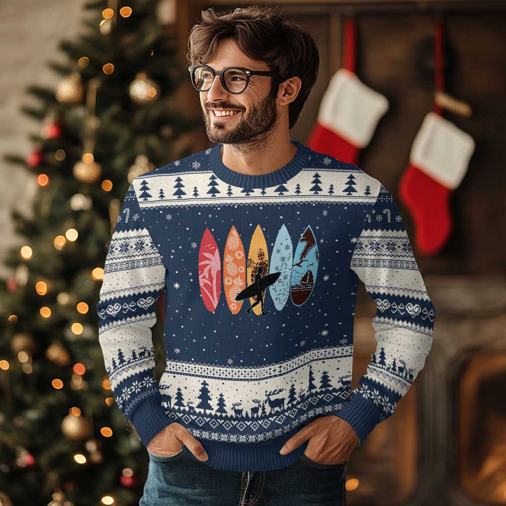 Surfboarder Ugly Christmas Sweater Hawaii Wave Surfing Surfboard Lover Beach Surfer - Wonder Print Shop