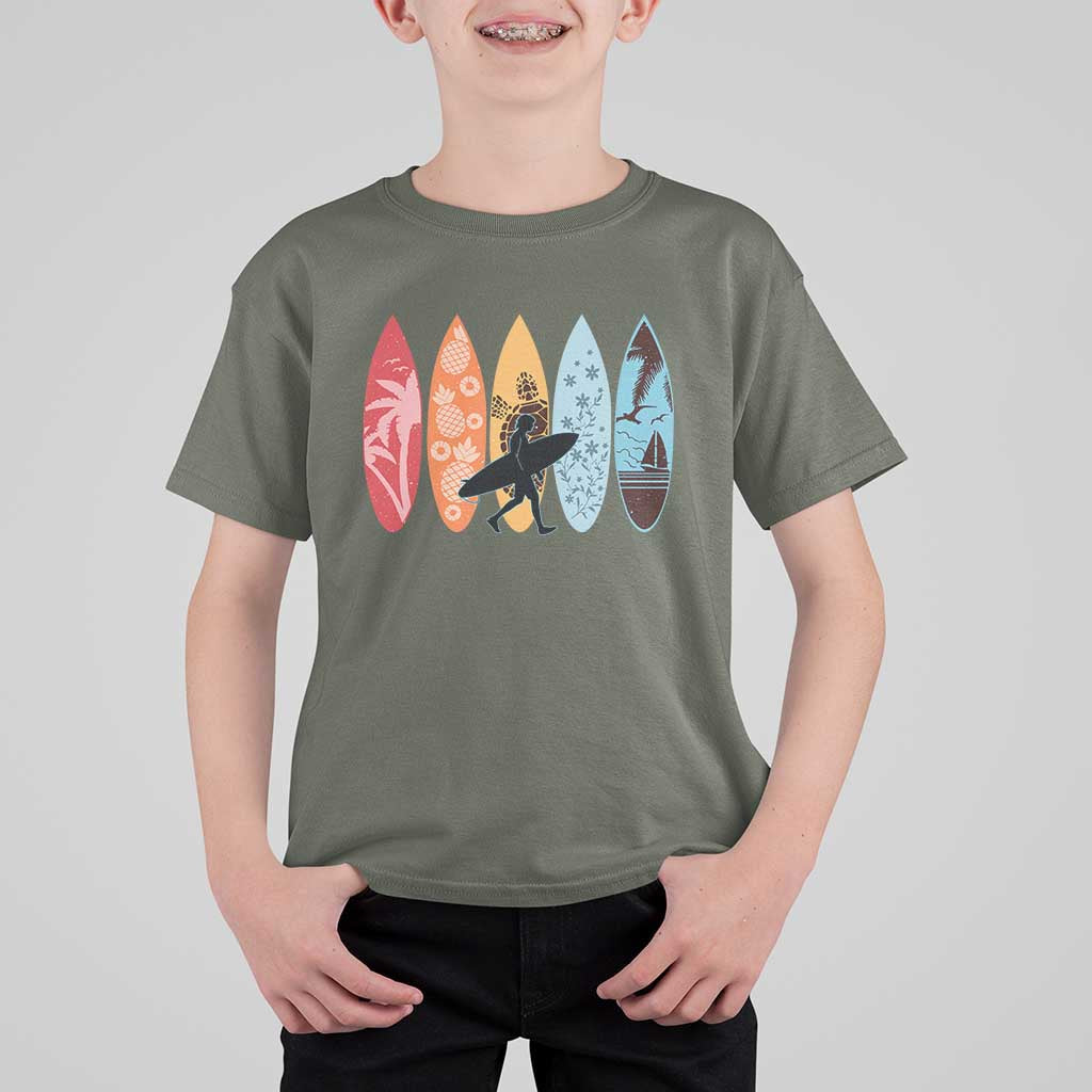 Surfboarder T Shirt For Kid Hawaii Wave Surfing Surfboard Lover Beach Surfer - Wonder Print Shop