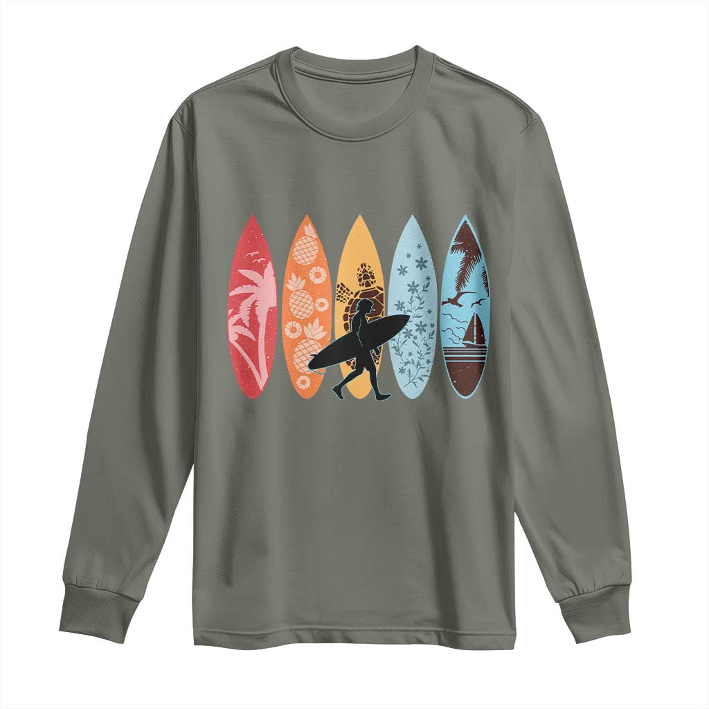 Surfboarder Long Sleeve Shirt Hawaii Wave Surfing Surfboard Lover Beach Surfer - Wonder Print Shop
