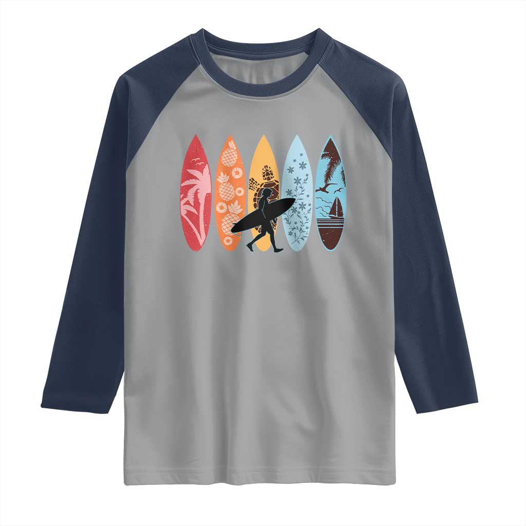 Surfboarder Raglan Shirt Hawaii Wave Surfing Surfboard Lover Beach Surfer - Wonder Print Shop