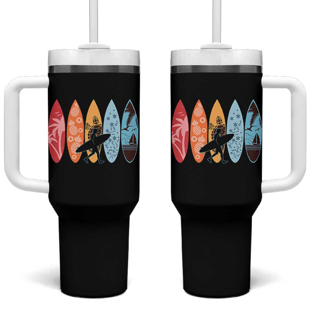 Surfboarder Tumbler With Handle Hawaii Wave Surfing Surfboard Lover Beach Surfer - Wonder Print Shop