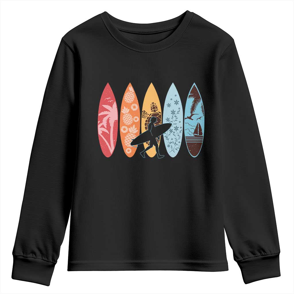 Surfboarder Youth Sweatshirt Hawaii Wave Surfing Surfboard Lover Beach Surfer - Wonder Print Shop