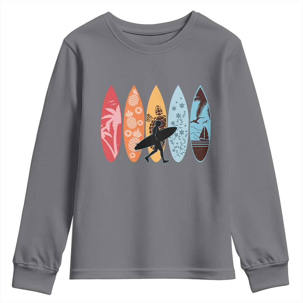 Surfboarder Youth Sweatshirt Hawaii Wave Surfing Surfboard Lover Beach Surfer - Wonder Print Shop