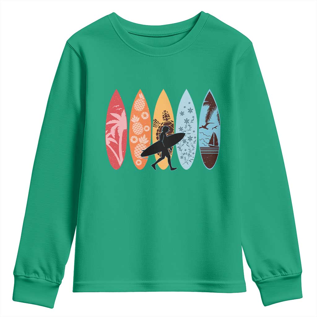 Surfboarder Youth Sweatshirt Hawaii Wave Surfing Surfboard Lover Beach Surfer - Wonder Print Shop