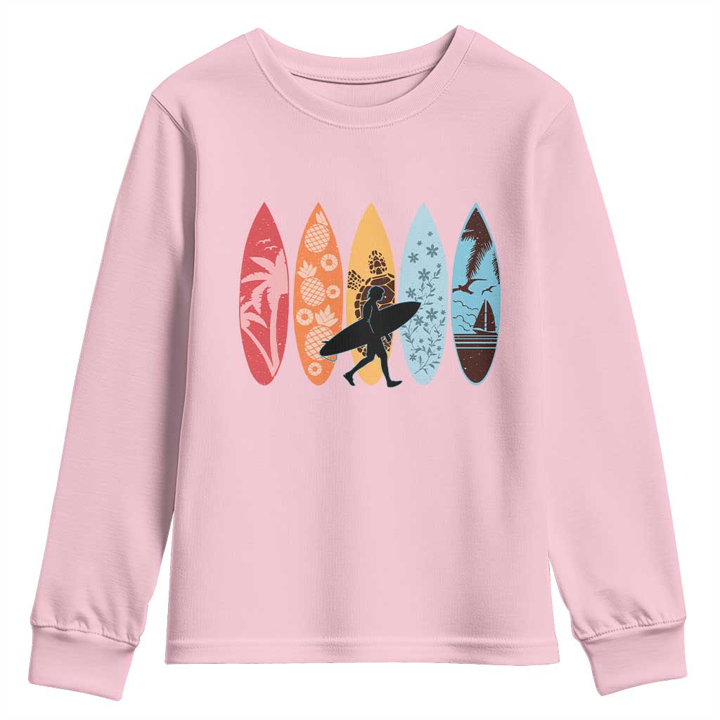 Surfboarder Youth Sweatshirt Hawaii Wave Surfing Surfboard Lover Beach Surfer - Wonder Print Shop