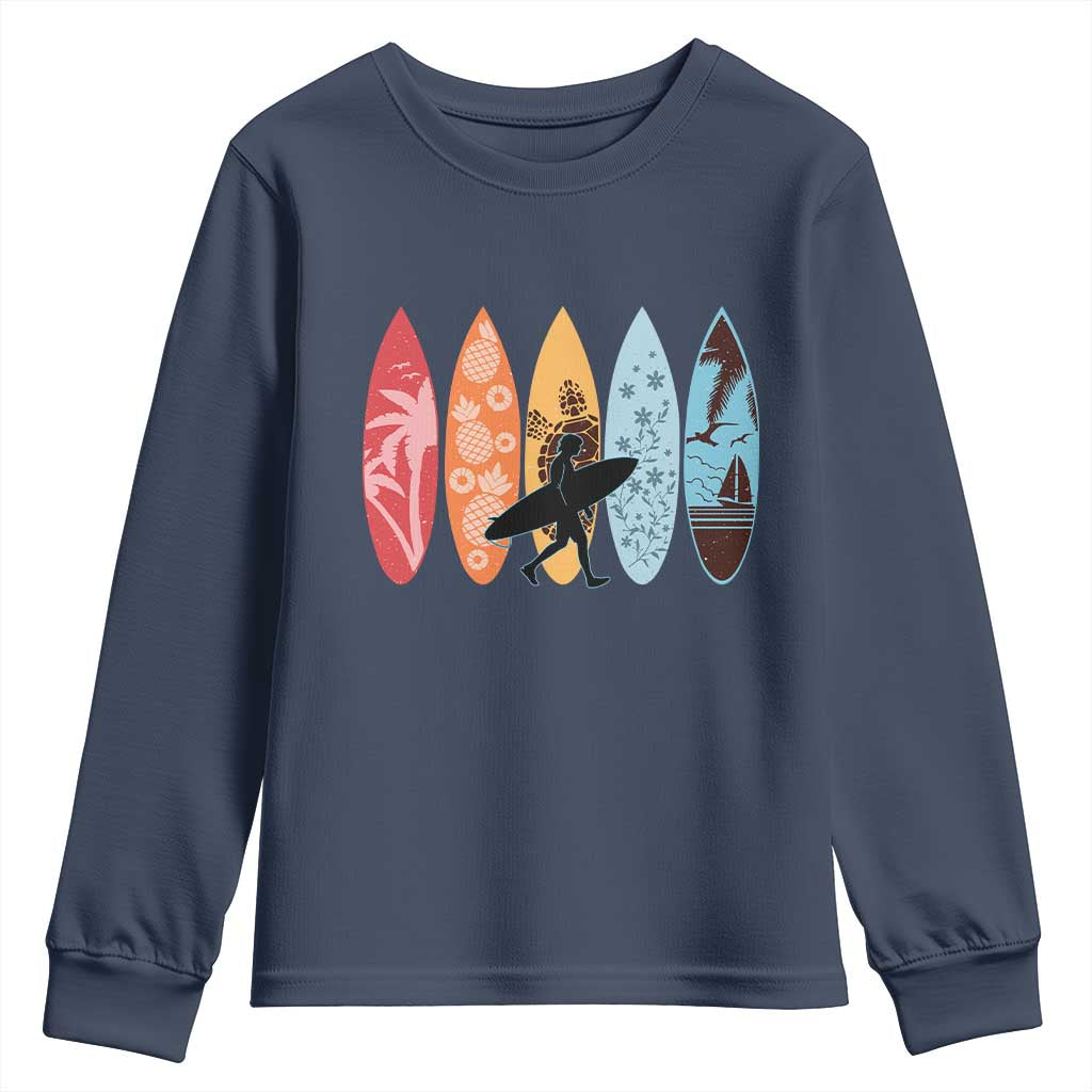 Surfboarder Youth Sweatshirt Hawaii Wave Surfing Surfboard Lover Beach Surfer - Wonder Print Shop