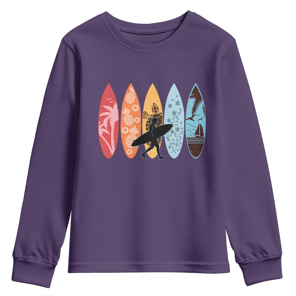 Surfboarder Youth Sweatshirt Hawaii Wave Surfing Surfboard Lover Beach Surfer - Wonder Print Shop