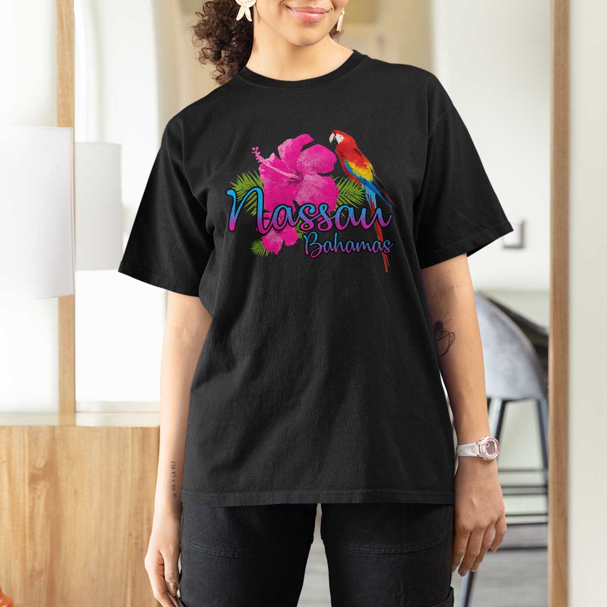 Nassau Souvenir T Shirt For Women Caribbean Bahamas Beach Vacation - Wonder Print Shop