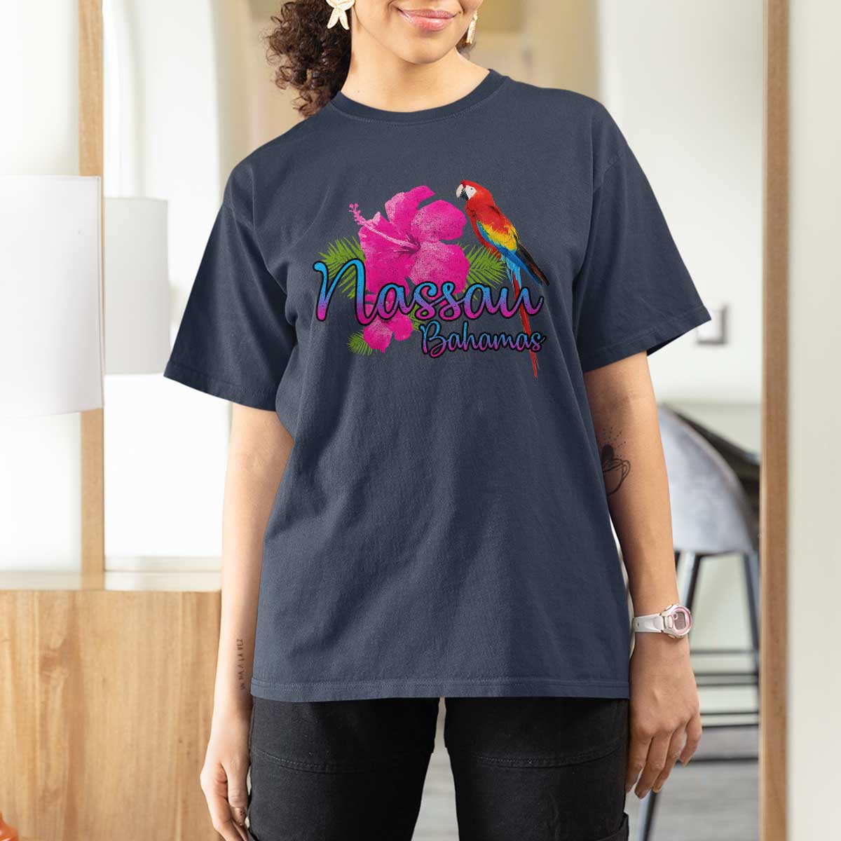 Nassau Souvenir T Shirt For Women Caribbean Bahamas Beach Vacation - Wonder Print Shop