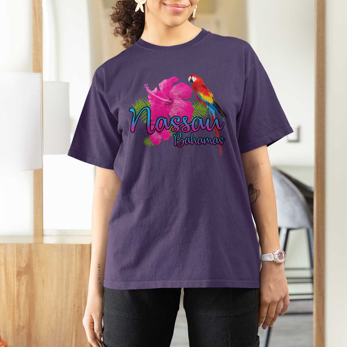 Nassau Souvenir T Shirt For Women Caribbean Bahamas Beach Vacation - Wonder Print Shop
