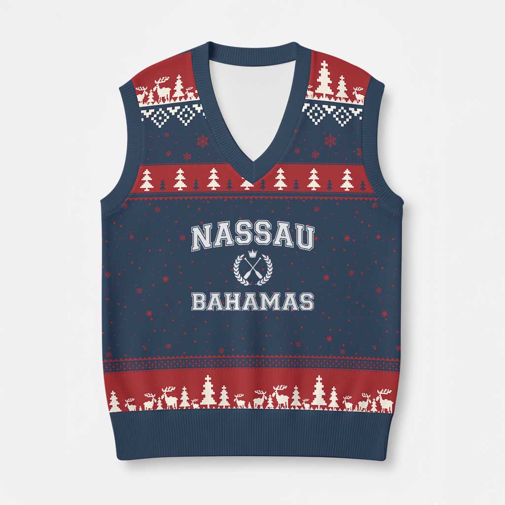 Nassau Souvenir V-Neck Knit Sweater Vest Bahamas Rowing Beach Summer Vacation - Wonder Print Shop