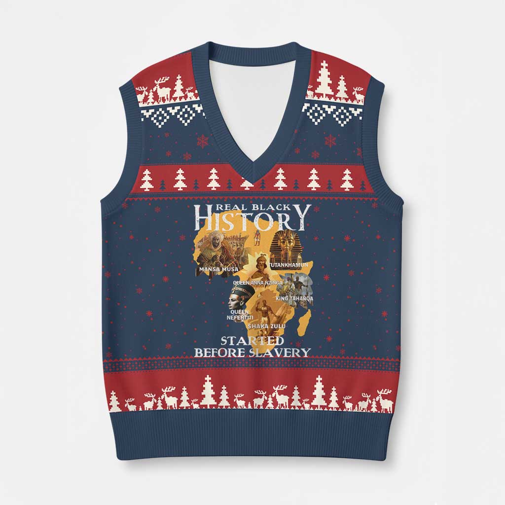 Black History V-Neck Knit Sweater Vest Didnt Start With Slavery - Wonder Print Shop