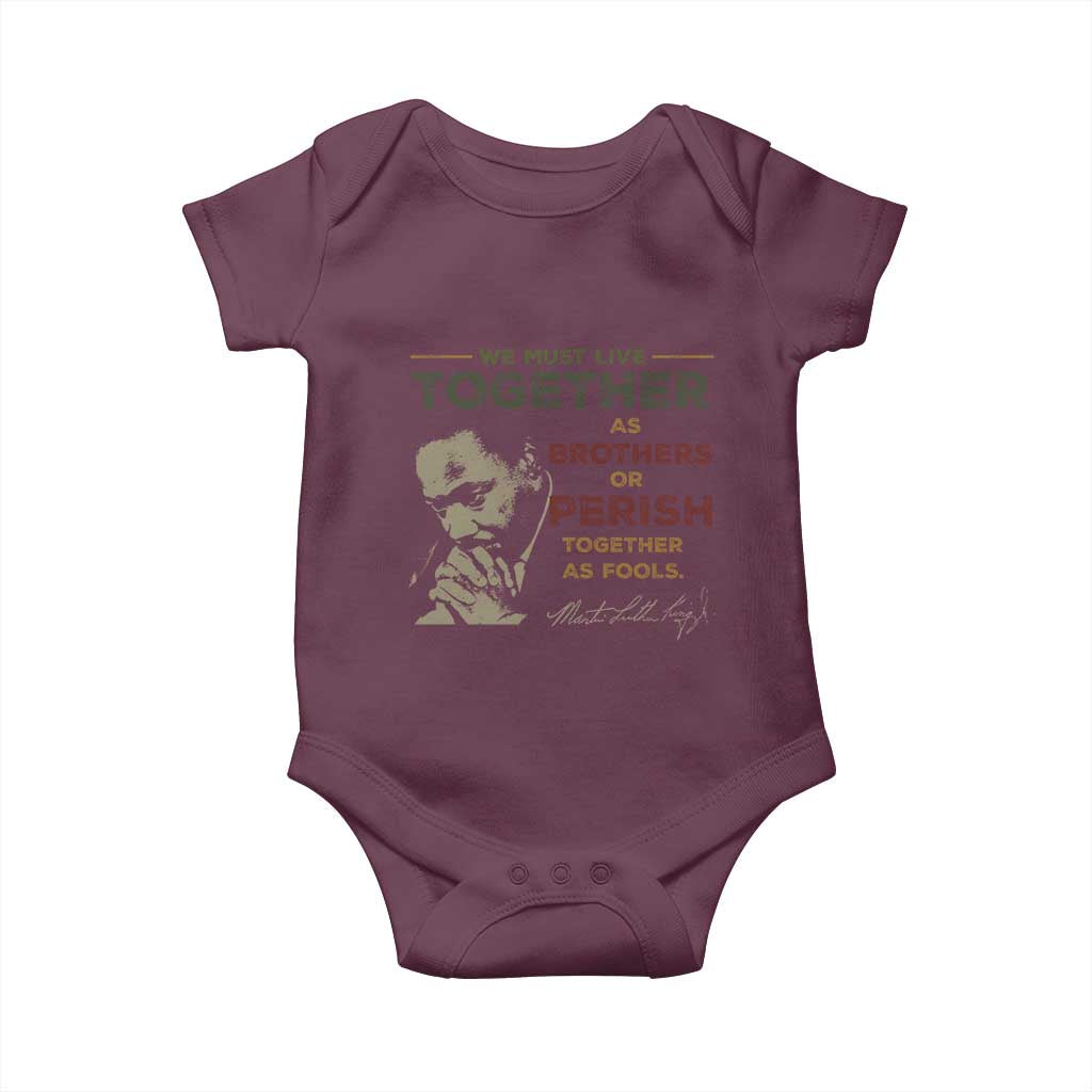 Martin Luther King Jr. Baby Onesie Live Together MLK Day Black History Month