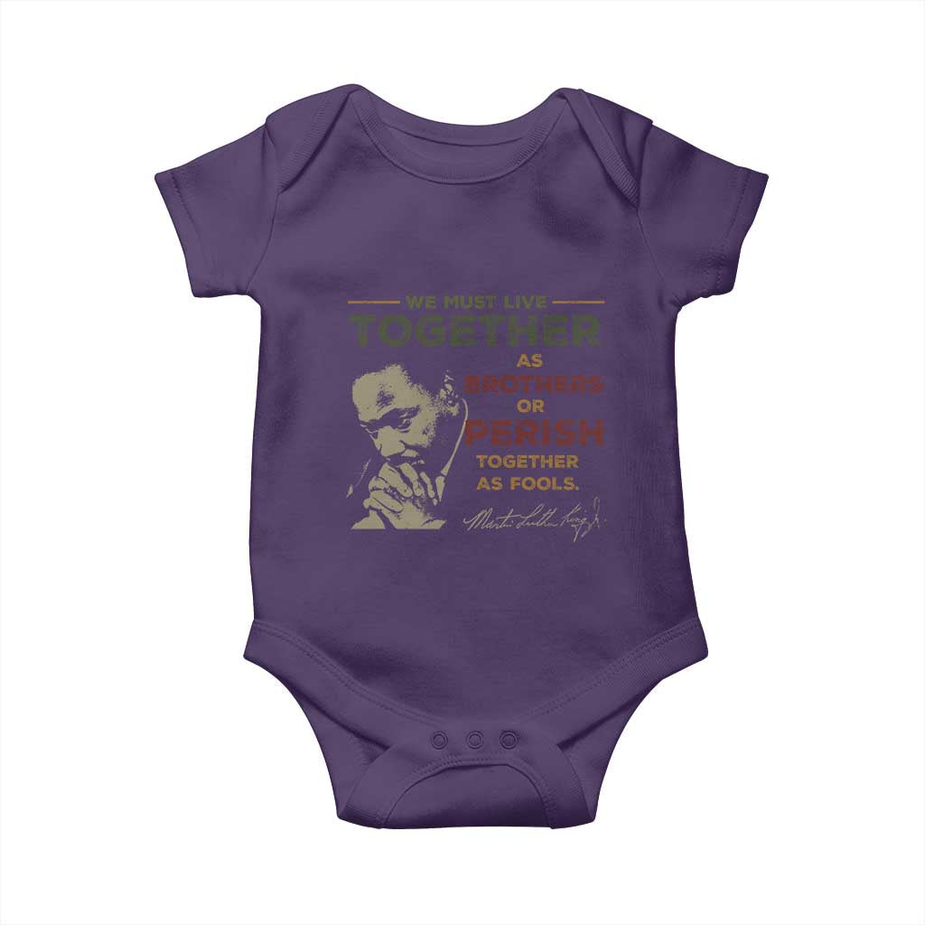 Martin Luther King Jr. Baby Onesie Live Together MLK Day Black History Month