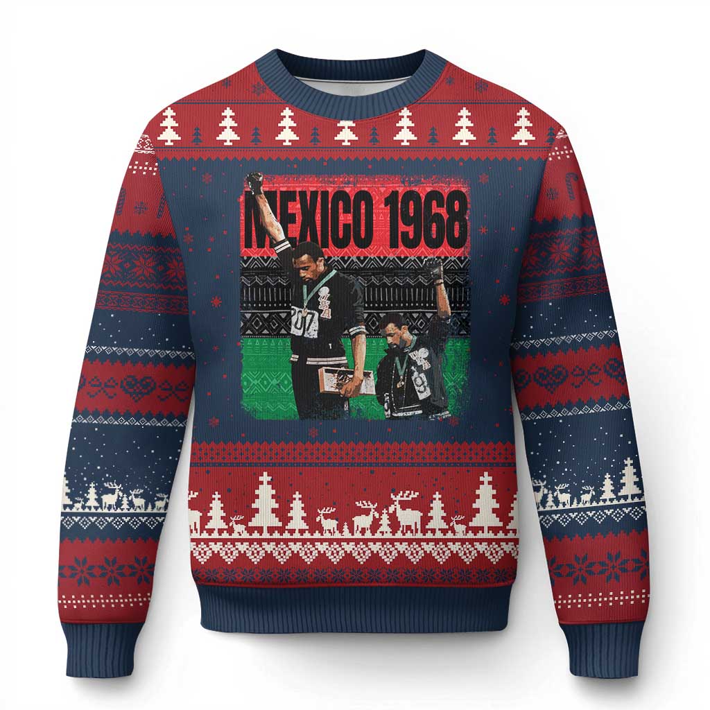 Black Power Salute 1968 Ugly Christmas Sweater Black History Month Civil Rights Movement - Wonder Print Shop