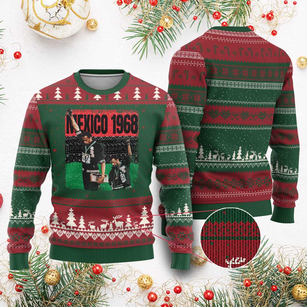 Black Power Salute 1968 Ugly Christmas Sweater Black History Month Civil Rights Movement - Wonder Print Shop
