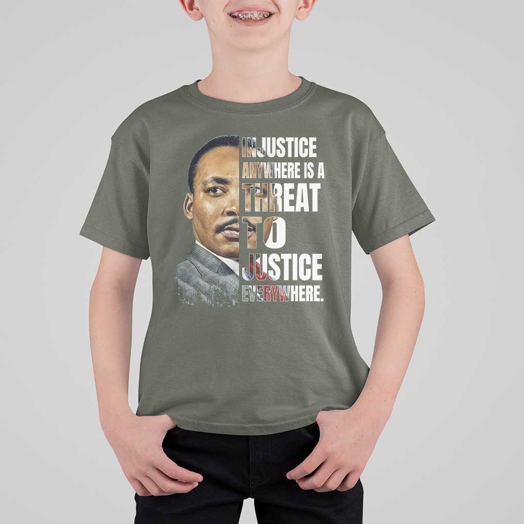 Martin Luther King Jr. T Shirt For Kid Civil Rights Injustice Anywhere Is a Threat To Justice Everywhere
