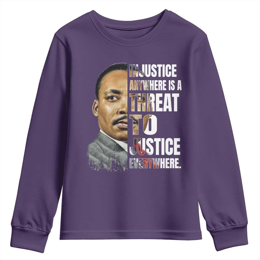 Martin Luther King Jr. Youth Sweatshirt Civil Rights Injustice Anywhere Is a Threat To Justice Everywhere
