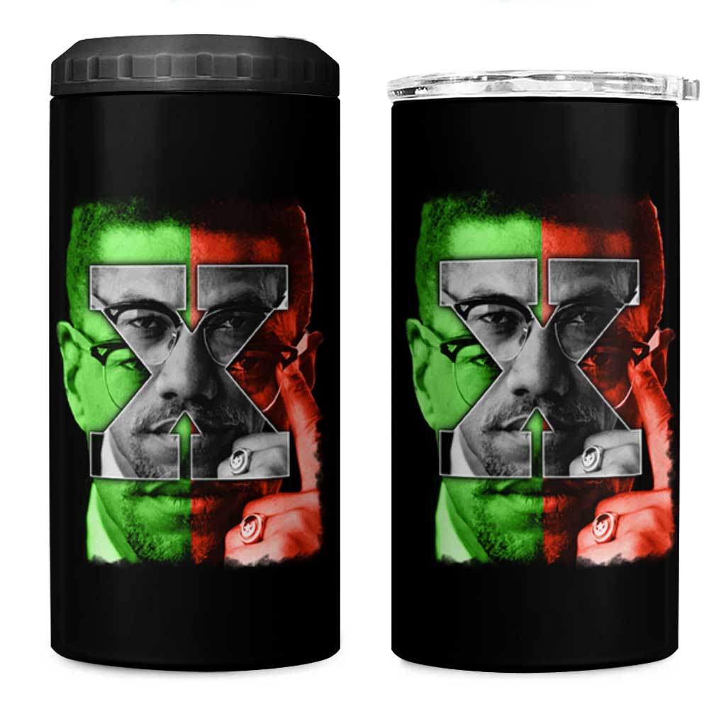 Malcolm X 4 in 1 Can Cooler Tumbler Black History Month - Wonder Print Shop