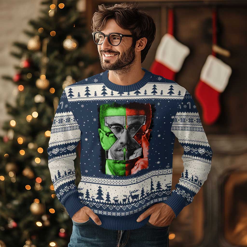 Malcolm X Ugly Christmas Sweater Black History Month - Wonder Print Shop