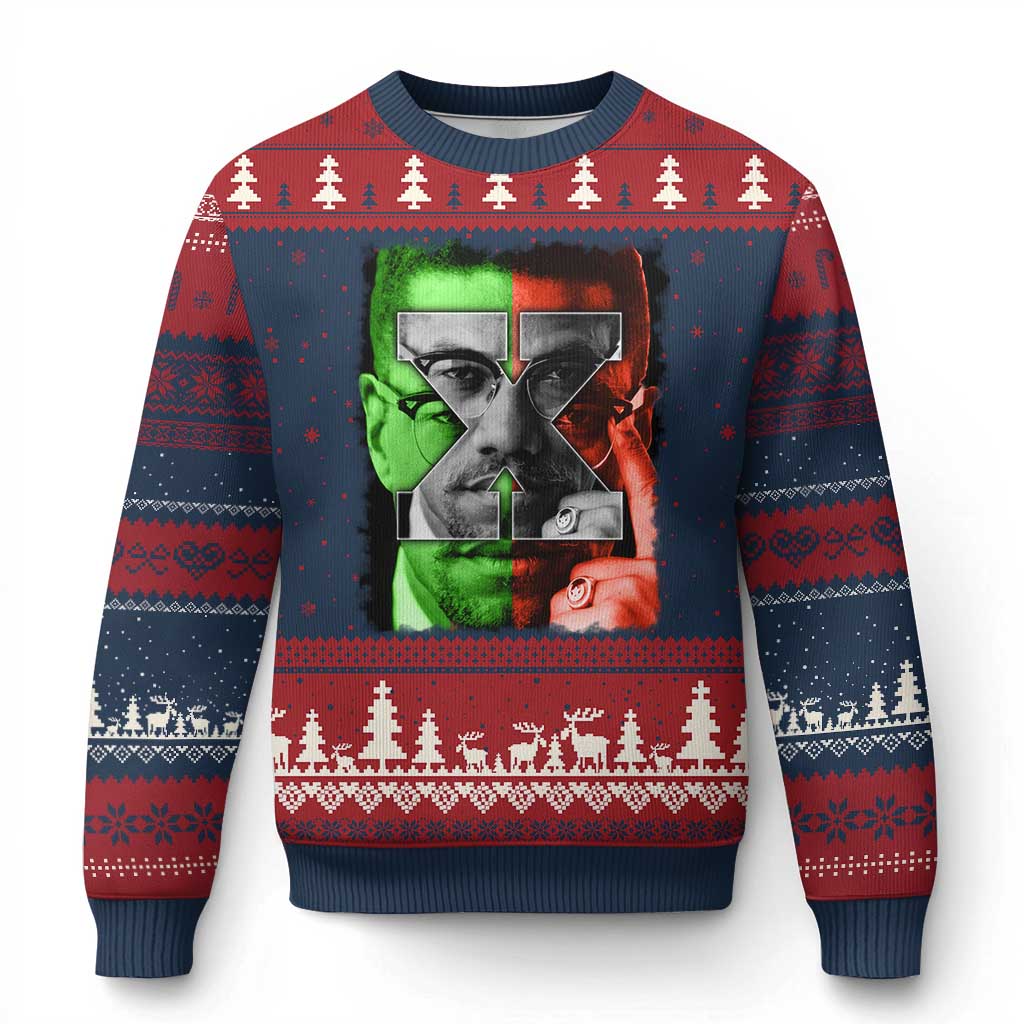 Malcolm X Ugly Christmas Sweater Black History Month - Wonder Print Shop