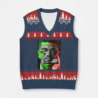Malcolm X V-Neck Knit Sweater Vest Black History Month - Wonder Print Shop