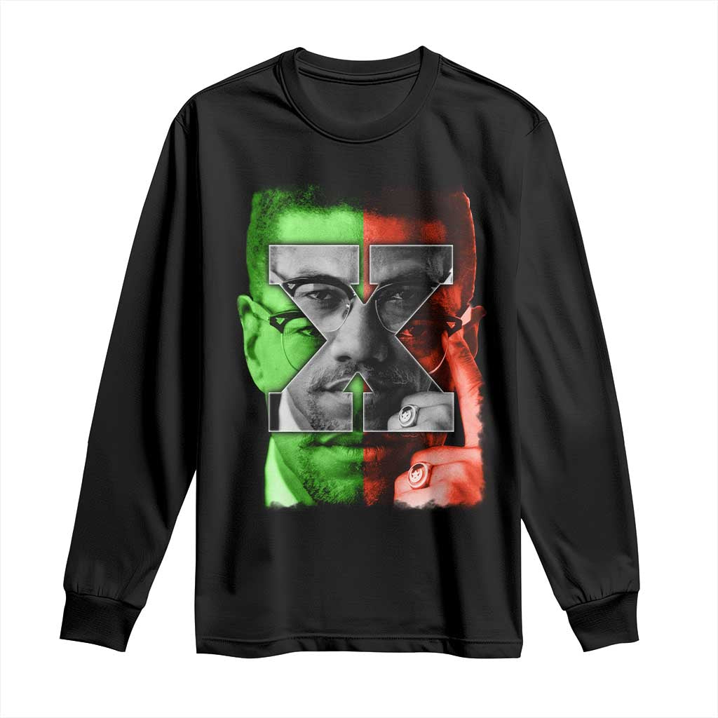 Malcolm X Long Sleeve Shirt Black History Month - Wonder Print Shop